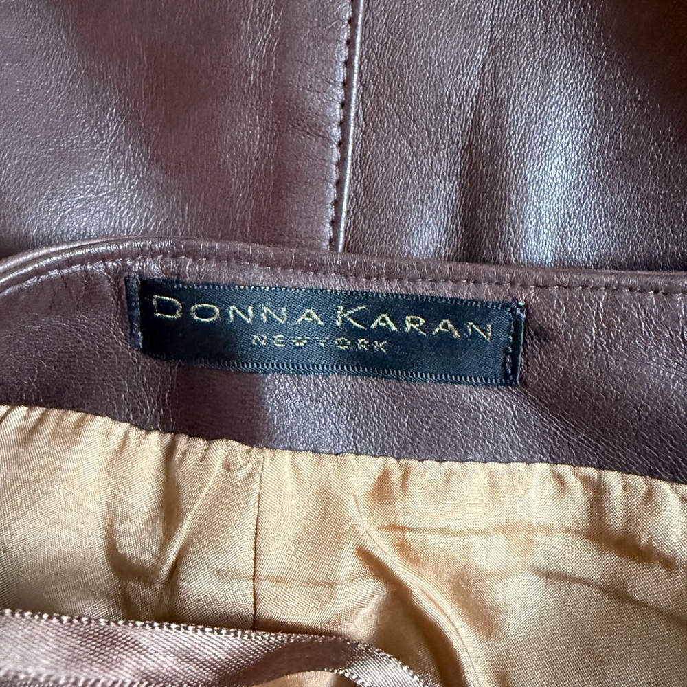 Donna Karan Lambskin Brown Skirt- Size 8 - Picture 9 of 14
